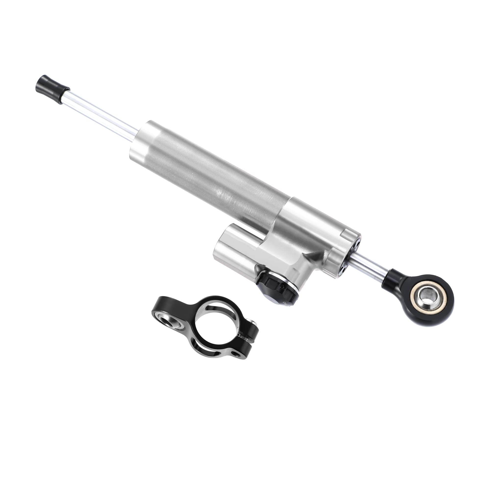 Motoforti オートバイのステアリングダンパー ユニバーサル シルバートーン 調整可能 リニアスタビライ..