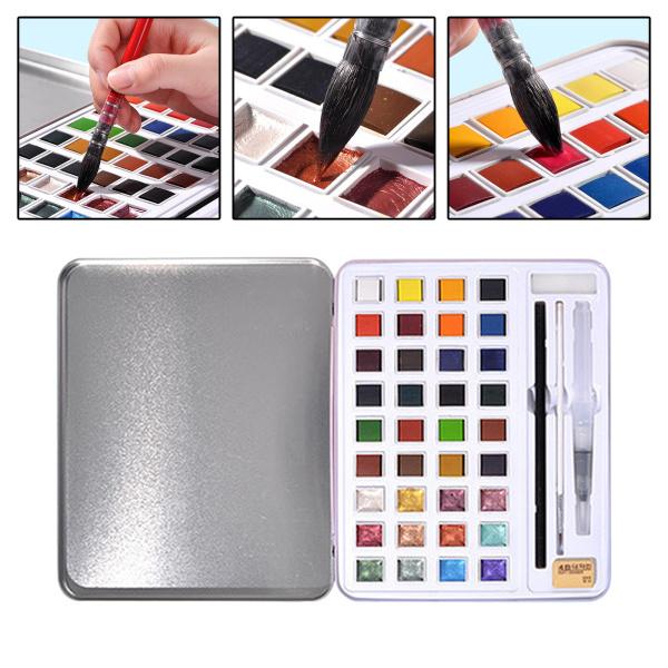 36/48色水彩絵の具セット水色パレット初心者アーティストのための鮮やかな顔料就学前の教室子供たちの