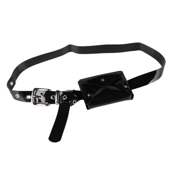 女性エレガントなPUのウエストベルト取り外し可能なファニーパックのブームバッグブラックプラスチック