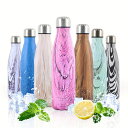 1個、真空スポーツウォーターボトル、17オンス(500ml)、コカボトル型ステンレススチール断熱ウォーターボトル、学校や旅行用の再利用可能なスポーツウォーターボ...