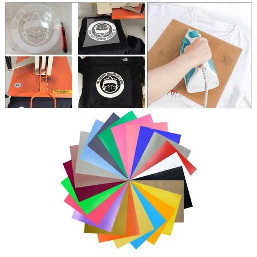 HTV Heat Transfer Vinyl Heat Press Iron on T-Shirts Multicolor 23Pcs HTV Heat Transfer Vinyl Heat Press Iron on T-Shirts Multicolor 23Pcs