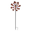 ソーラー風スピナーledマルチカラーライト大型ブロンズ風車屋外ガーデンの庭の芝生アート装飾彫刻