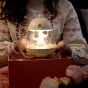 豪華なカルーセルオルゴール3頭の馬がLED常夜灯を回転させる発光
