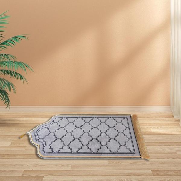 フランネル イスラム教 イスラム教徒 祈りマット プリント タッセル フロアマット 65cm X 110cm ノンスリップ クラシック 絶妙のサムネイル