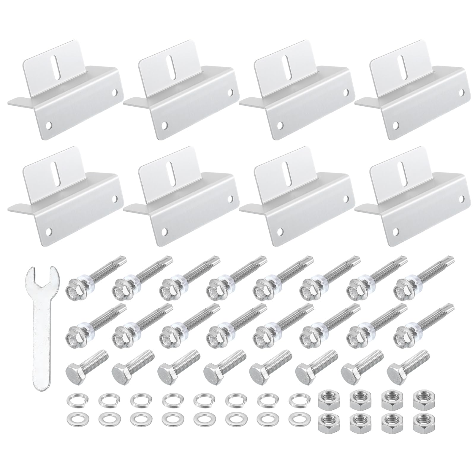 T 8個セット ソーラーパネルZブ ラケットマウント アルミ製ソーラーパネル取り付けブ ラケット 軽量でレンチ付き RV 屋根 トレーラー ヨット 壁 ホワイト用