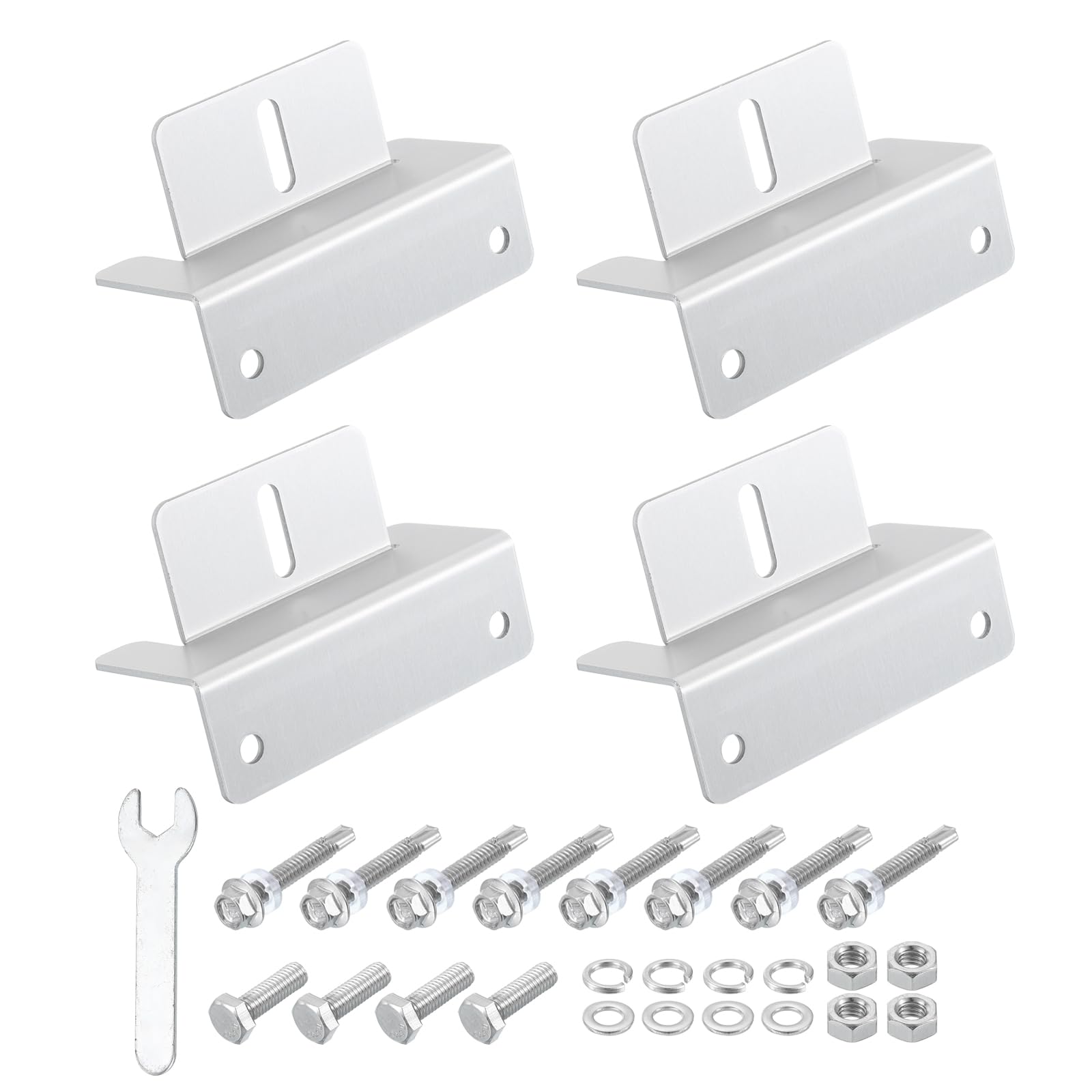 T 4個セット ソーラーパネルZブ ラケットマウント アルミ製ソーラーパネル取り付けブ ラケット 軽量でレンチ付き RV 屋根 トレーラー ヨット 壁 ホワイト