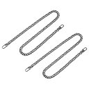 Ta フラットチェーンストラップ 財布ストラップ アイアン製 アクセサリー バックル 代替品 バッグ用 DIY ダークグレー 長さ800 mm 2個入