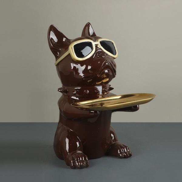 ブルドッグ像オフィスのカウンタートップデスクブラウンのための多機能の工芸品