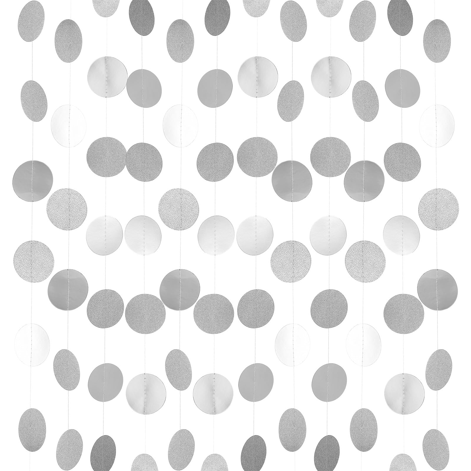 T サークルドッ トガーランド パーティー装飾 ガーランド吊り下げバナー 結婚式 誕生日 パーティーの装飾用 12個 4 M シルバー(3)