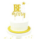 3セット入り キラキラ Be Merry ケーキトッパー クリスマスパーティー ケーキ デコレーション