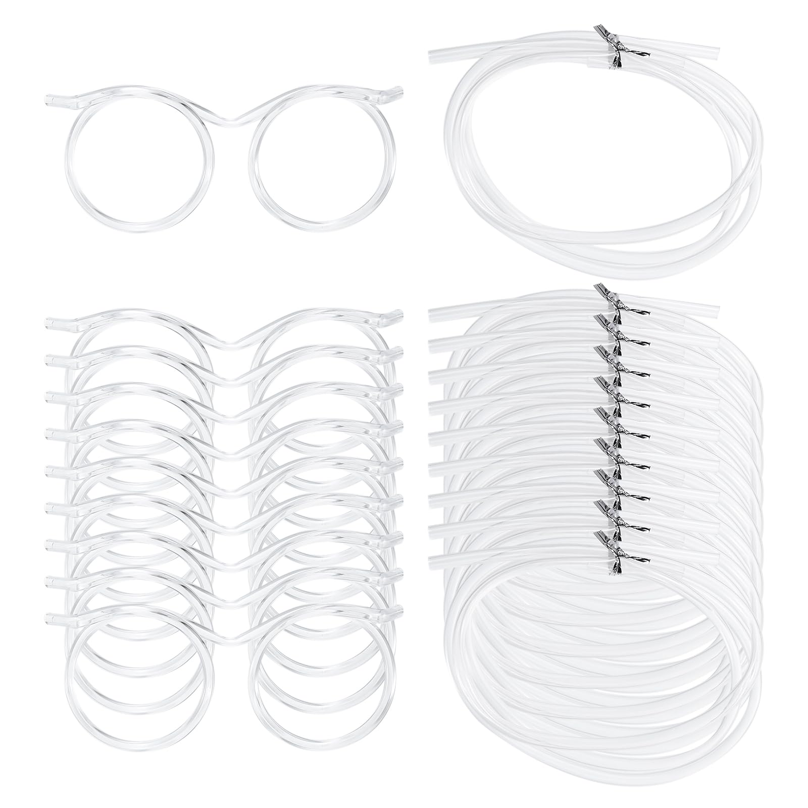 T メガネストロー ファニーストロー プラスチックストロー 再利用可能 ラウンド 誕生日パーティー装飾 ..