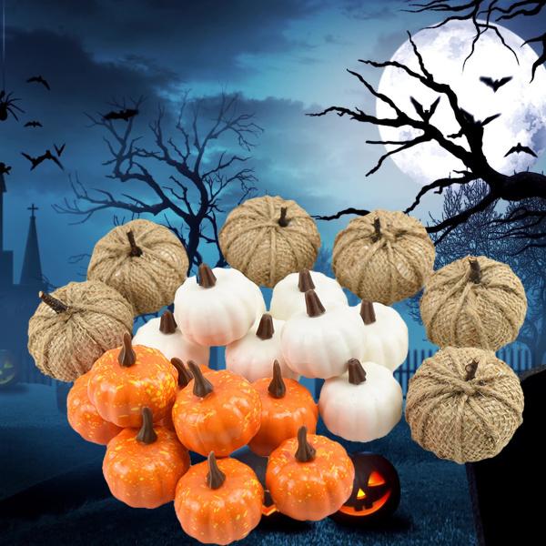 22ピース/個素朴な収穫泡野菜のためのの人工カボチャ秋ガーランドハロウィーン感謝祭の装飾装飾装飾のサムネイル