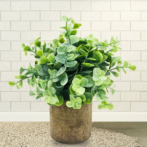 フェイクユーカリ植物鉢植え.人工植物ポット偽緑色植物盆栽グレー用オフィス.ホーム.キッチン.テーブル屋内装飾