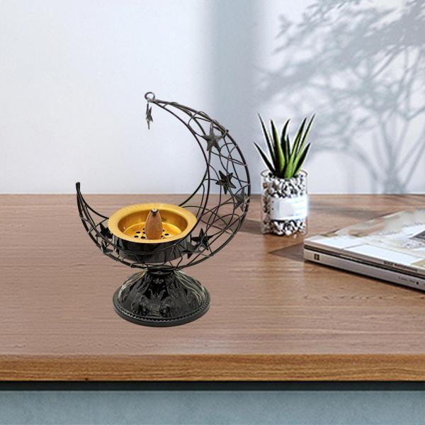 お香ホルダー 装飾アクセサリー 鉄製香炉 オフィス 寝室用 ブラック