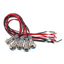 T 5 ワイヤー付き8mm DC 3/4.5/5/6/7.5/9V 車内用銅製防水インジケーターシグナルランプ ブルー RV バス クルーズ船用 5個
