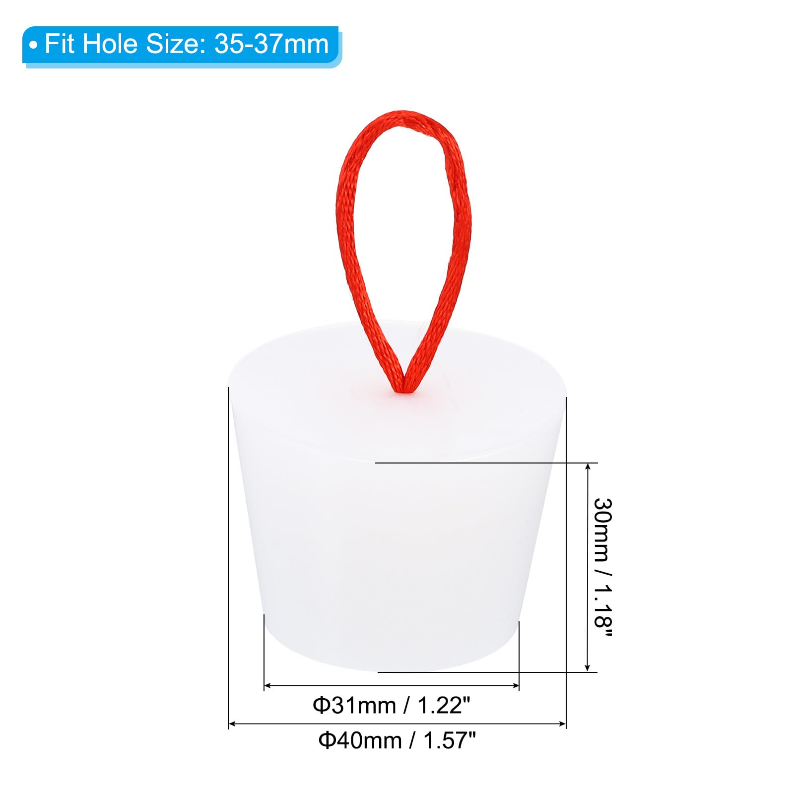 T シリコーンゴムテーパープラグ 31-40 mm 固体浴槽栓ストッパー ハンドル付き 試験管用 水道管用 排水穴用 ホワイト 4個