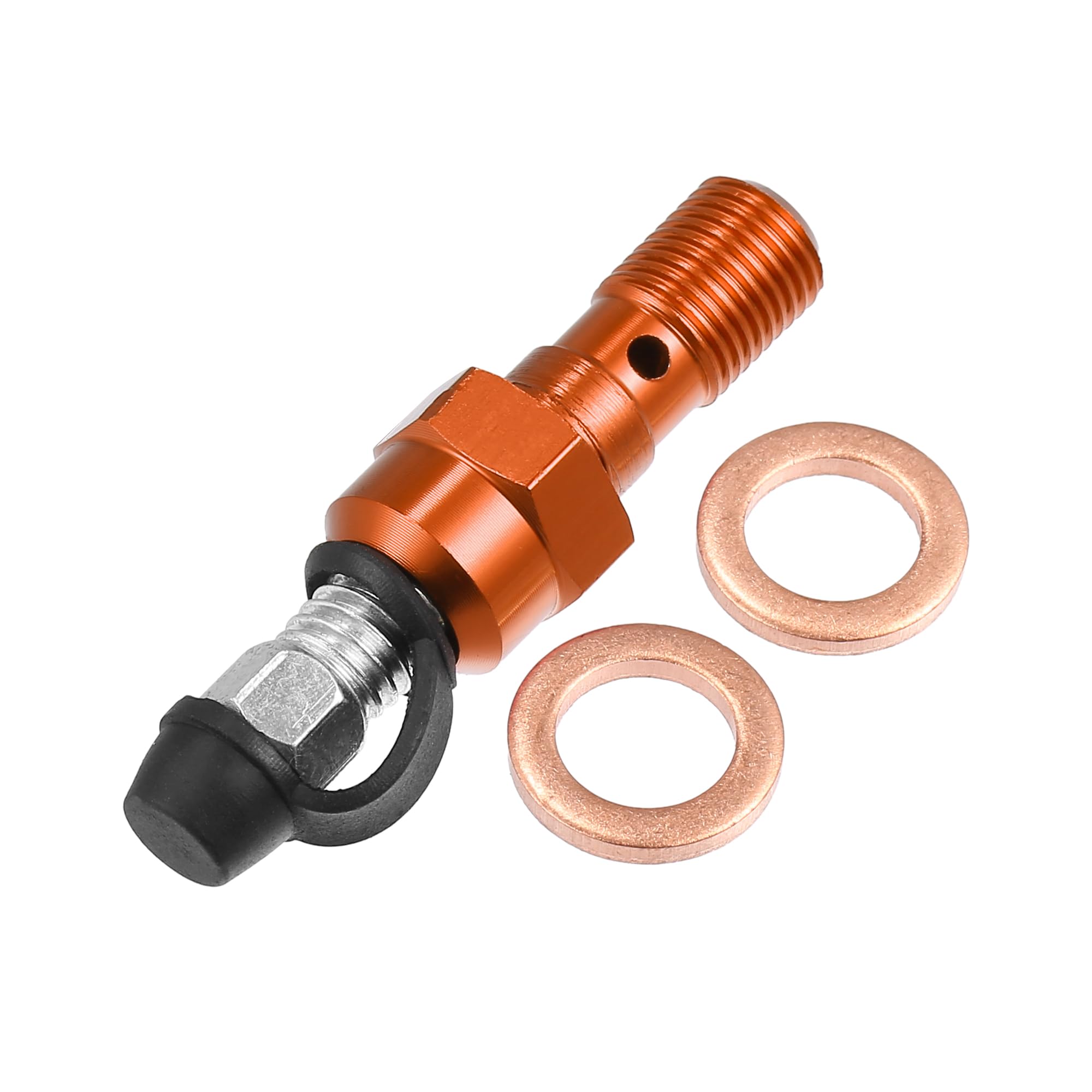 T 1セットのオレンジ色のオートバイブレーキマスターシリンダーキャリパーM10x1.0ブリーダースクリュー..