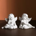 2xエンジェルスタチューフィギュアスカルプチャーケルブコレクションデコレーションS9.5x6x8.5cm