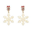 1 ペアクリスマスヘラジカスノーフレークイヤリングラインストーンジュエリー女性トレンディなクリスマスコスチュームアクセサリースタッドイヤリン