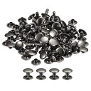 T 100セット レザーリベット 12x10mm ダブルキャップリベット レザークラフト修理DIY財布ベルトバッグ靴用 ガ ン黒