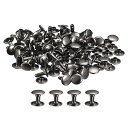 T 100セット レザーリベット 12x12mm ダブルキャップリベット 革クラフト修理DIY財布ベルトバッグ靴用 ガ ン黒