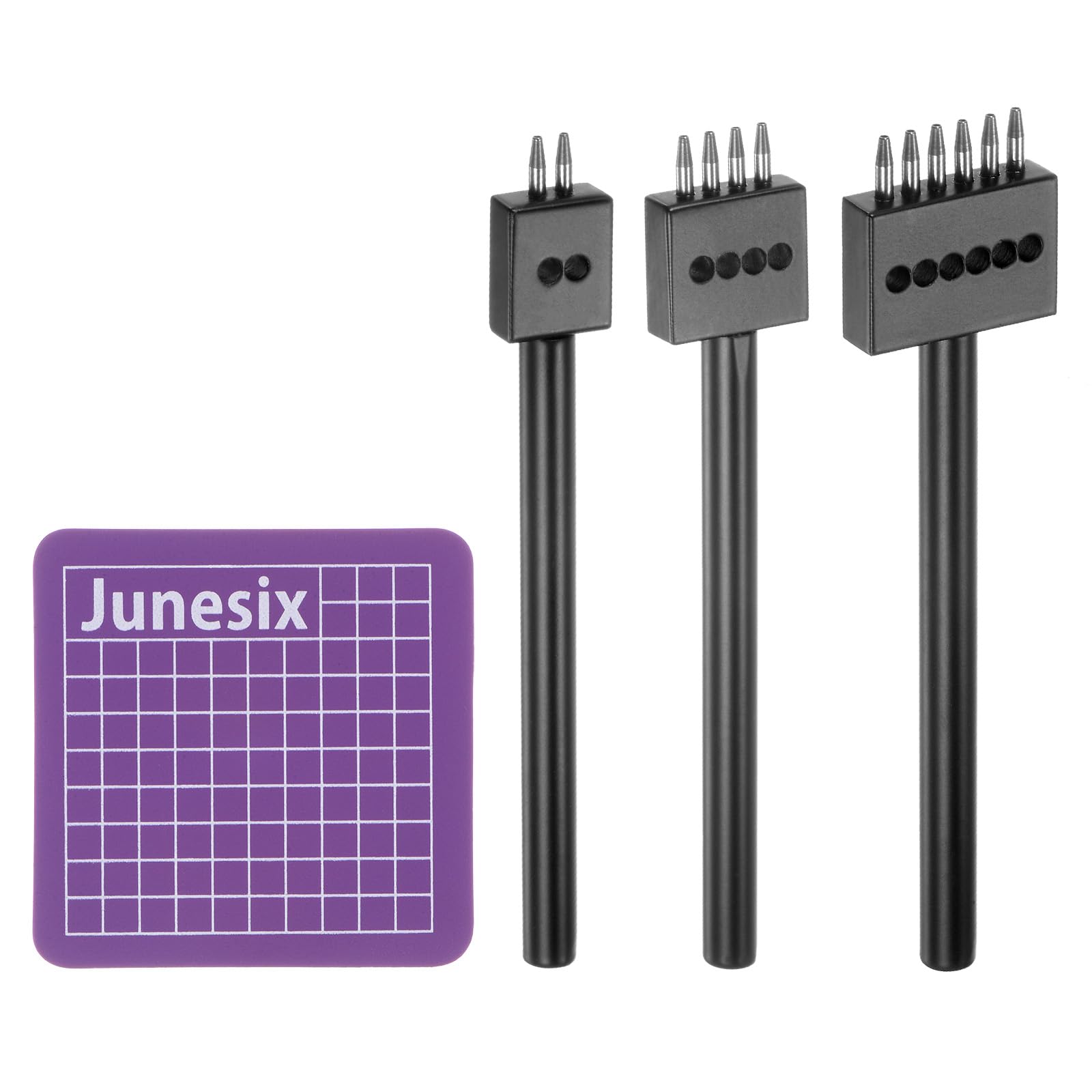 T 3個セット レザープロングパンチ 4mm 2/4/6本のプロング ダイヤモンドレーシング 高炭素鋼製 レザー..