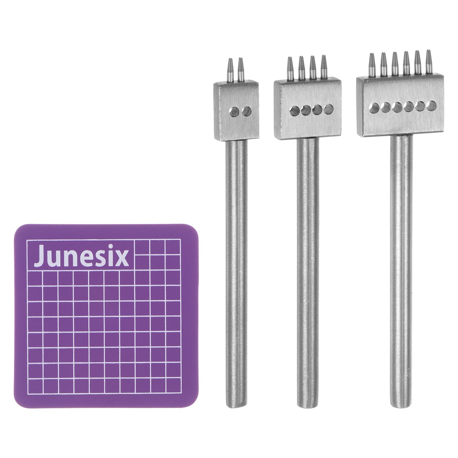 T 3個セット レザープロングパンチ 4mm 2/4/6本のプロング ダイヤモンドレーシング 高炭素鋼製 レザー..