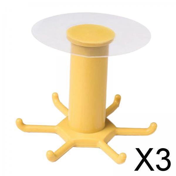 3x壁掛け調理器具ホルダーフックキッチン用品収納ラックタオルスプーン用イエロー