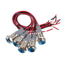 T 5 ワイヤー付き10mm DC 3/4.5/5/6/7.5/9V 車内用銅製防水インジケーターシグナルランプ ブルー RV バス クルーズ船用 5個