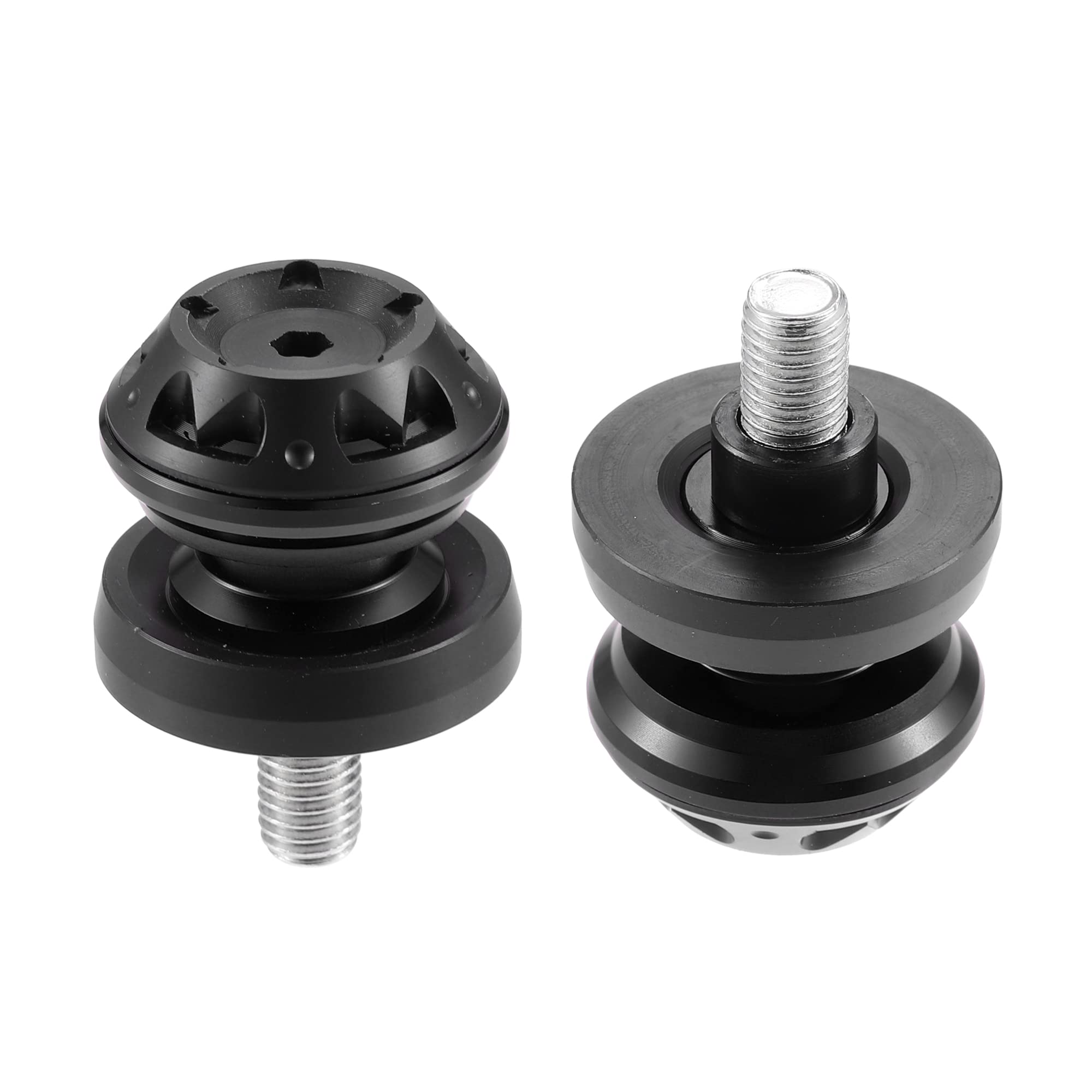 T バイク用スイングアーム スプール スライダー スタンド 10mm M10x1.5 ブラック アルミニウム合金 2個..