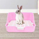 ウサギのトイレボックストイレ屋内寝具ケージトイレボックスピンク11x11x8in