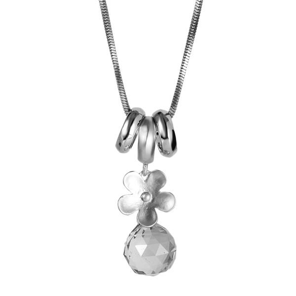 ファッションの女性の銀が長いセーターのチェーンの花のペンダントネックレスをメッキ