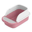 スクーパートイレトイレペットトイレトレイ付き猫トイレ中大型猫用ピンク(3)