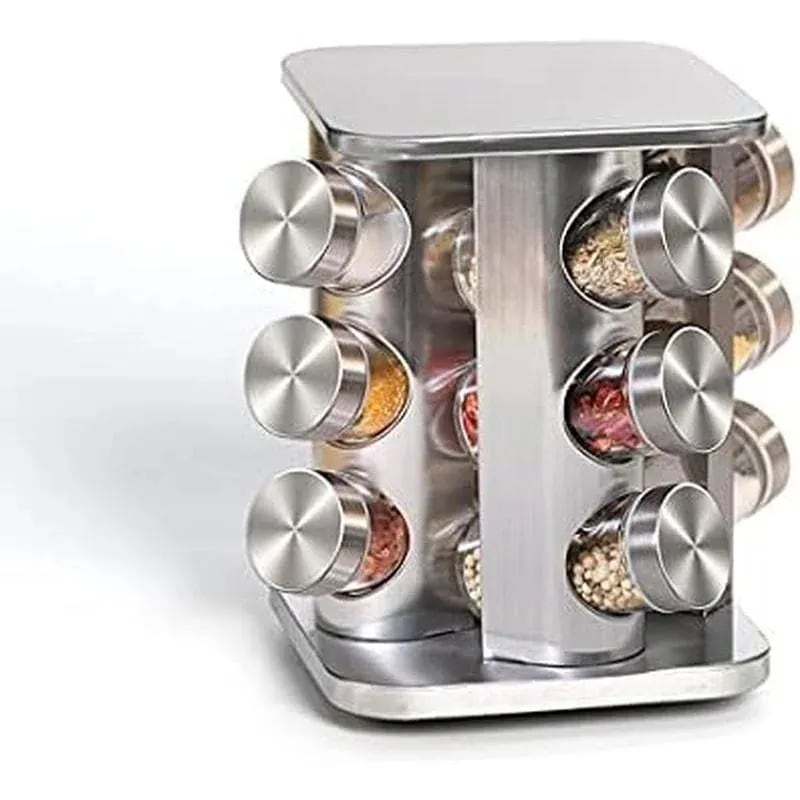 回転式 スパイスボトルホルダー スパイスラック 12ジャー調味料スタンド スパイス収納 省スペース 調味..