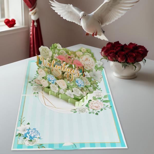 3D バレンタインデー カード、婚約、記念日、母の日フェスティバル男性用の封筒付きアニバーサリーカード