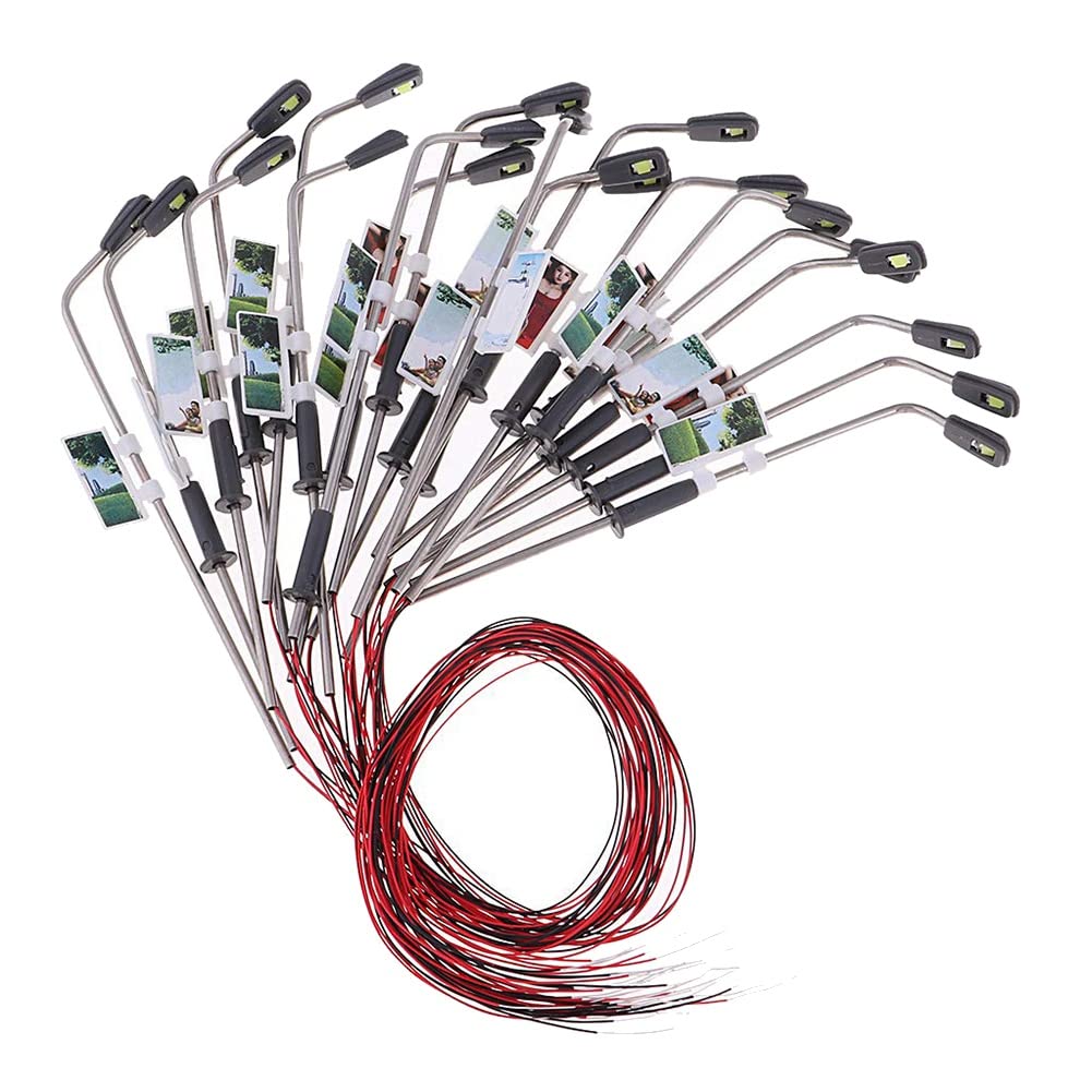 20個 ミニ鉄道模型電車街灯柱街路灯 LED ウォームホワイト HO スケール 1:100 ガーデンランドスケープ..