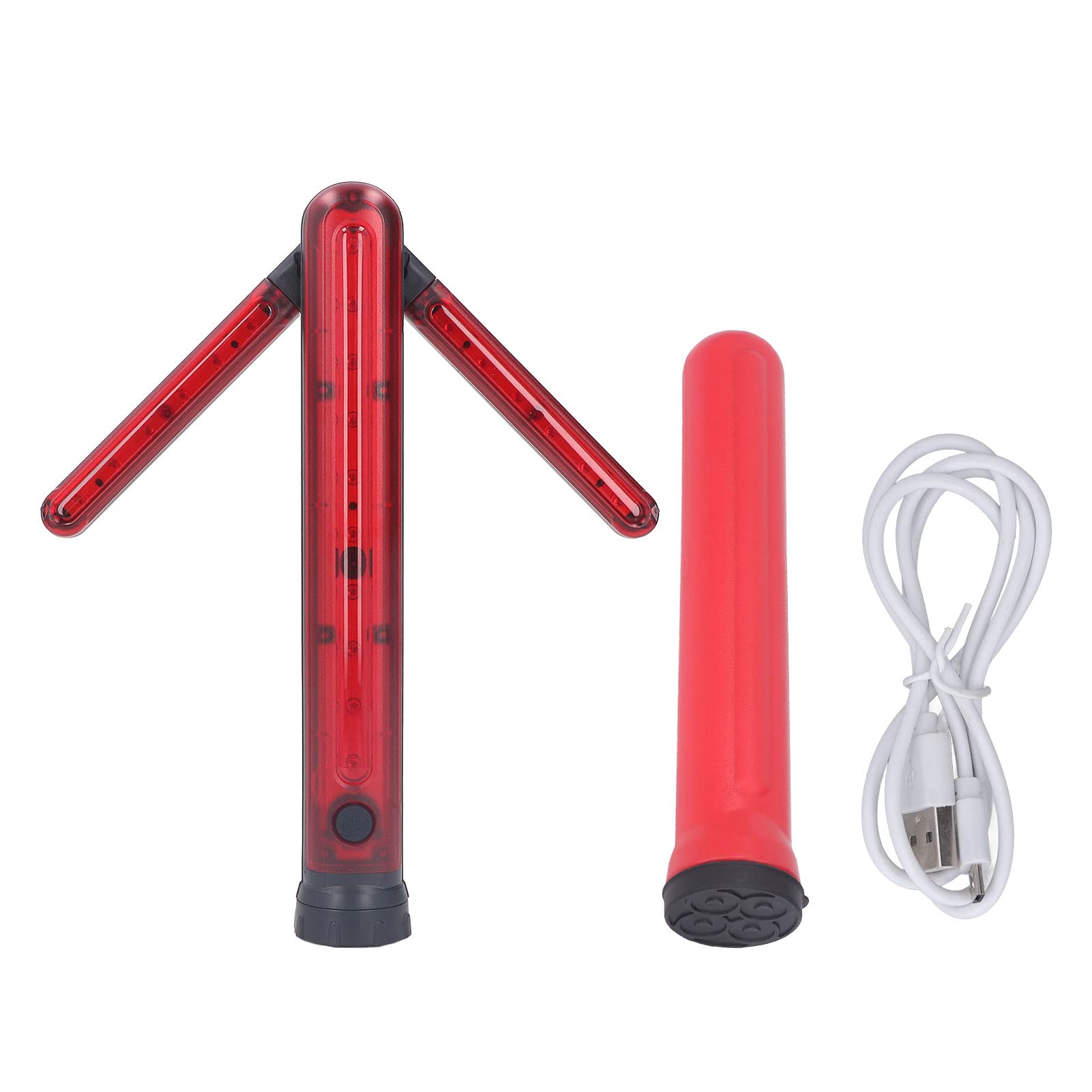 LED誘導灯 赤色 LED 誘導棒 LED警告灯 非常信号灯 ポータブル作業灯 合図灯 高輝度 磁気ベース 45度調整 防水 3つの点灯モード 事故防止 交通整理 駐車場 緊急事態 警備 工事
