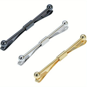 男性用クラシックなネクタイピン 3 個、シャツ用ネクタイピン、ゴールド、シルバー、ブラック トーンのネクタイバー クリップ、ネクタイ留め、お祖父さん、お父様、ボーイフレンド、親友へのプレゼントに最適です。