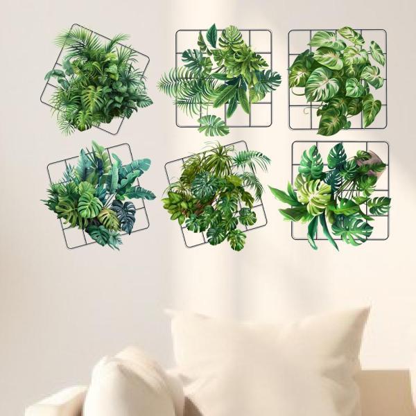 アート壁画 緑の葉、ウォールステッカー 壁飾り リビングルーム ガード植物 ウォールデカール PVC壁紙 ..