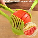 多目的トマトスライサーとレモンカッターセット:丸い果物や野菜用の手持ち式キッチンガジェット(緑)