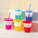 16オンスのカラーチェンジングウォーターカップ5個セット、蓋とストロー付きのカラーチェンジングタンブラー、16オンスのプラスチックタンブラー、パーティーや屋外ア...