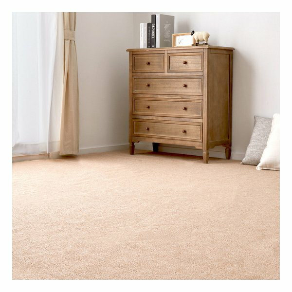 平織カーペット モーエン 防炎 抗菌 防臭 カット可 江戸間3帖 約176×261cm ベージュ 600092630