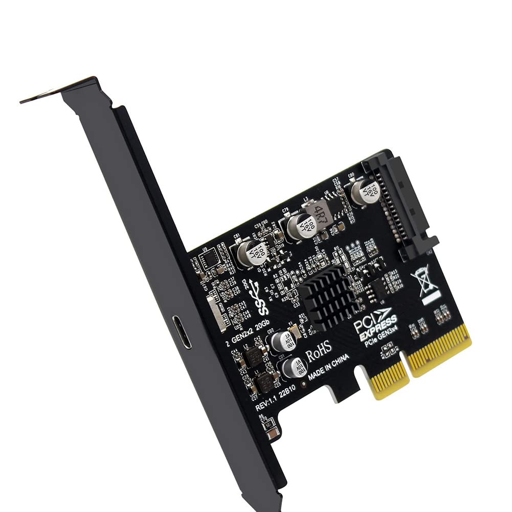 USB PCIEカードタイプC PCI-Express 4X-USB 3.2 Gen 2X2（20Gbps）3242チップセット Windows 8/10/Linux用