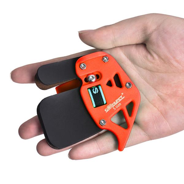 ボウフィンガータブ右手フィンガープロテクターガード射撃練習オレンジS