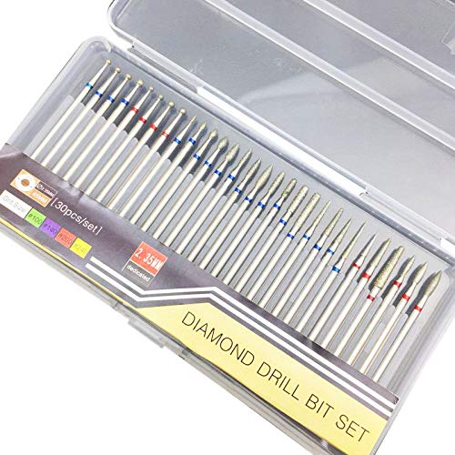 30個 電動マニキュア機用 アクセサリーセクションダイヤモンドネイルドリルビットセットフライスカッターロータリーバリカッタークリーンファイルB