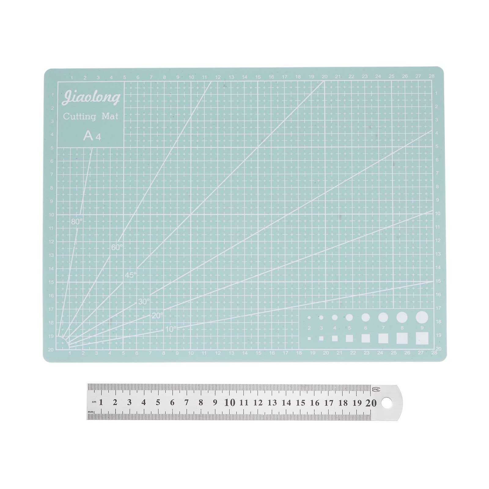 Tカッティングマット＆メタル定規セット A4 300 mm x 220 mm ソーイングマット 20 CM 0.7 mm厚さ メト..