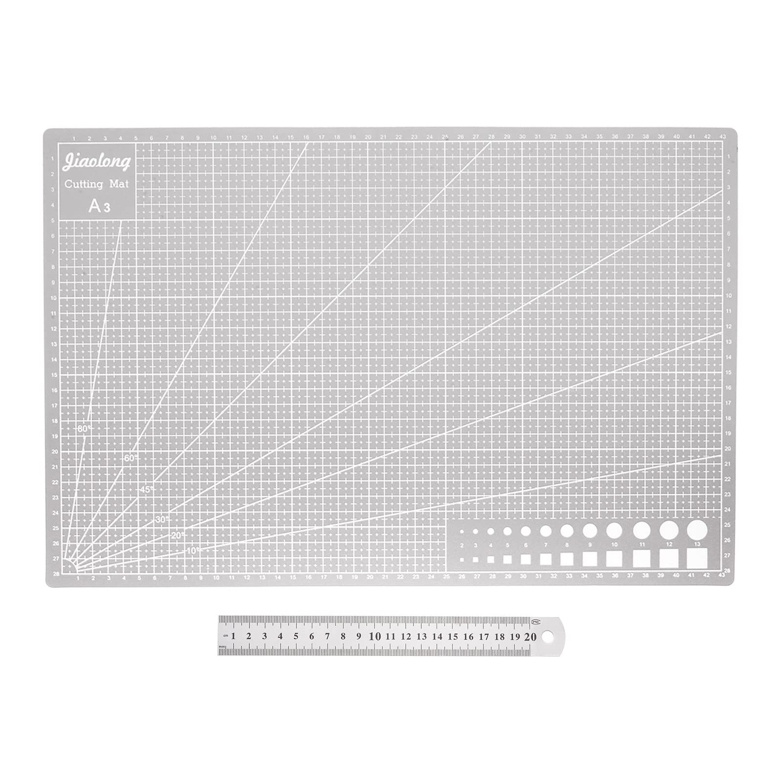 Tカッティングマット＆メタル定規セット A3 450 mm x 300 mm ソーイングマット 20 CM 0.7 mm厚さ メト..