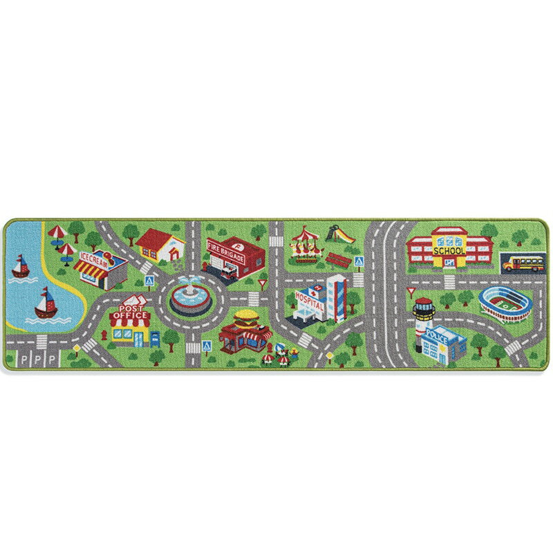 寝室児童ベッド絨毯 マット 都市交通車アマゾン 洗濯機グリーン ナイロンプリント