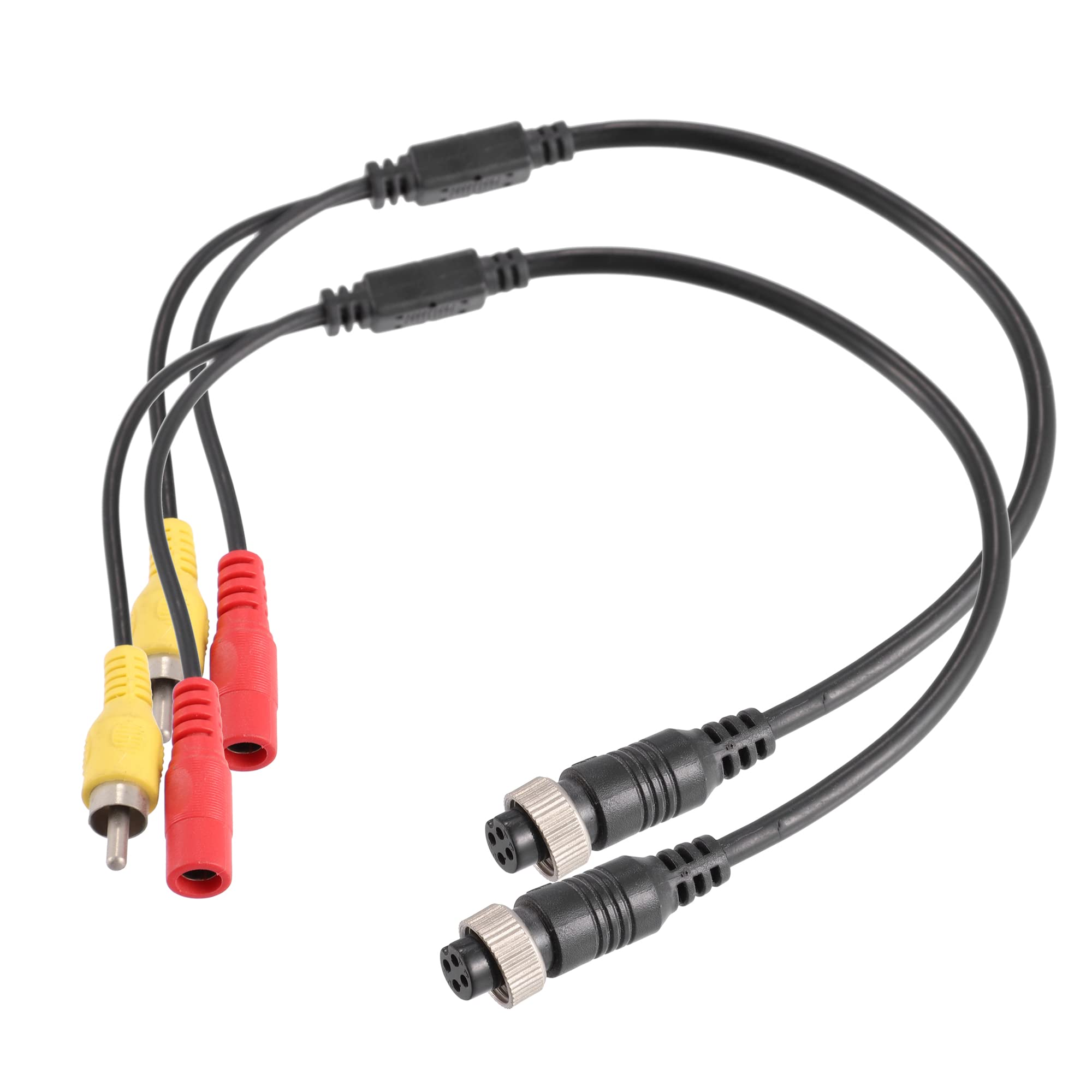 T車のカメラアダプター 4ピン - RCAアダプター M12 4ピンメス - RCA AVオス DCメスコネクタワイヤー 監視ビデオケーブルアダプタ 40.5 cm 2個(3)