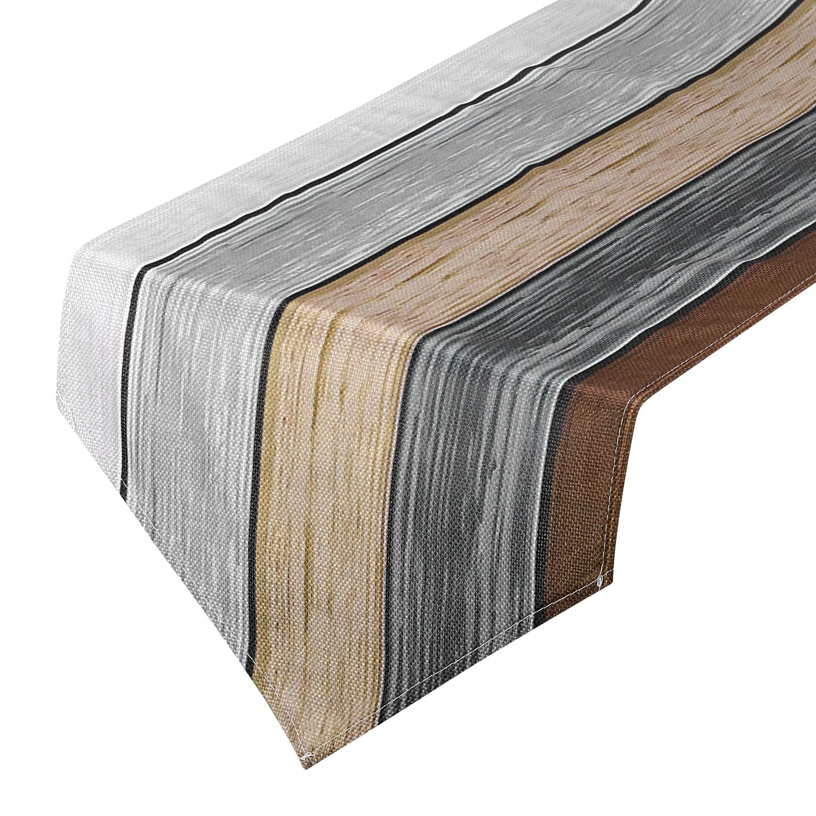 T テーブルランナー 183cm x 33cm レトロコットンリネンテーブルランナー ブラウン グレー